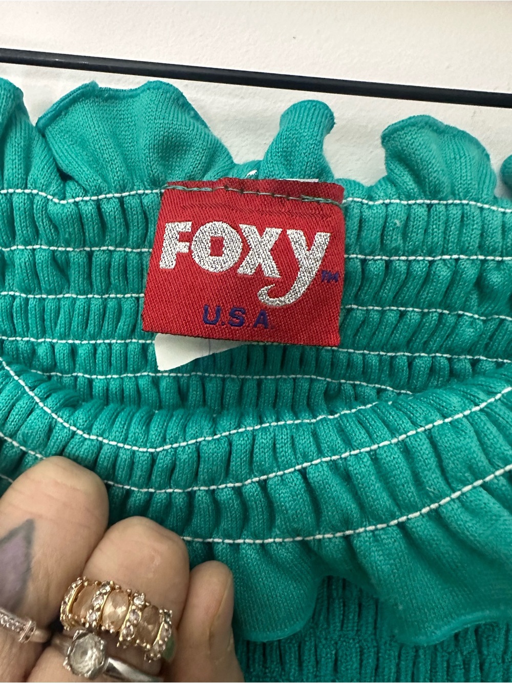 VTG Y2K Foxy USA Tropical Teal Tube Dress - Size XL p - Picture 2 of 4